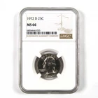 1972 D Washington Quarter MS 66 NGC Clad 25c Uncirculated SKU:I9489