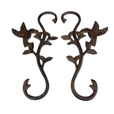 Two Large Hanger Hummingbird S Hook Cast Iron Bird Feeder Plant Hanger 11.5in