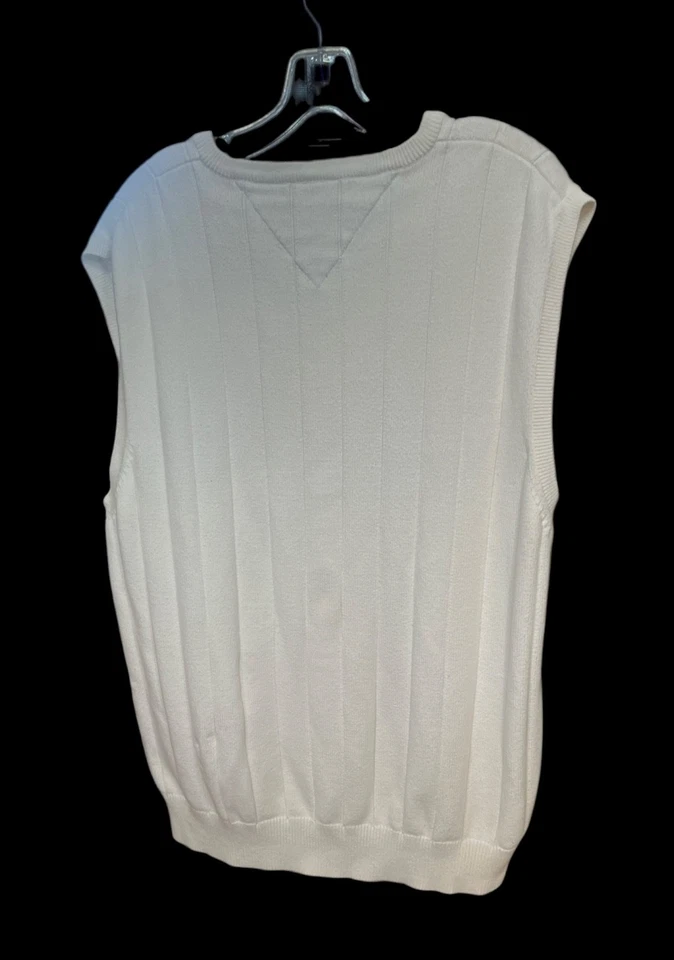 Chaleco Suéter Tommy Hilfiger Golf Para Hombre De Colección Talla XL Blanco Negro Rayas Cresta Foto 2 de 4