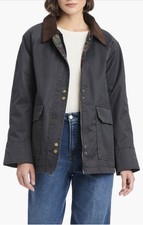 NWT Sanctuary Black Waxed Barn Jacket/Raincoa...