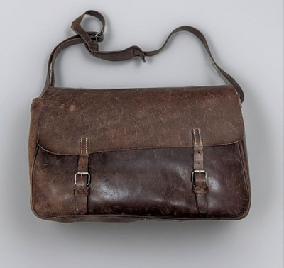 vintage J CREW messenger bag COWHIDE brown leather LAPTOP