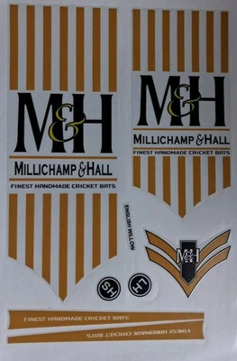 M&H Yellow Edition Full Cricketschläger Aufkleber 3D geprägt Millichamp & Hall - Bild 1 von 4