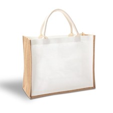 1 PCS Jute Travel Tote Bags 16.5x7x13 Inch Large Burlap DIY Shopping