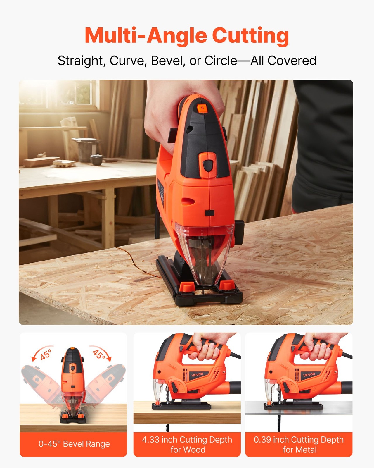 Jig Saw 20V Cordless Jigsaw For Woodworking With 4 Orbital Settings 2700 SPM 10-Piece T-shank - View #13