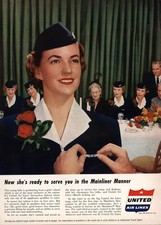1953 United Airlines: Stewardess School Mainliner Manner Vintage Print Ad