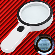 30X Jumbo Handheld Magnifying Glass w/ 12 Bright LED Light Illuminated Magnifier