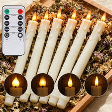 6× Flickering Rechargeable LED Candles Taper...