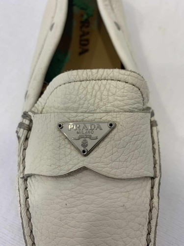 Prada Milano White Leather Loafers Shoes Size 35.5 /5.5 US Wome’s Moccasin Italy - Picture 21 of 23