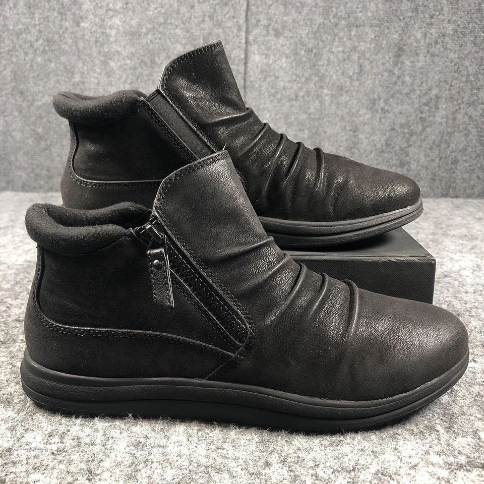 Clarks Cloudsteppers Botas Mujer Talla 8.5 Negro Botines Cremallera Lateral Cómodas Foto 2 de 4