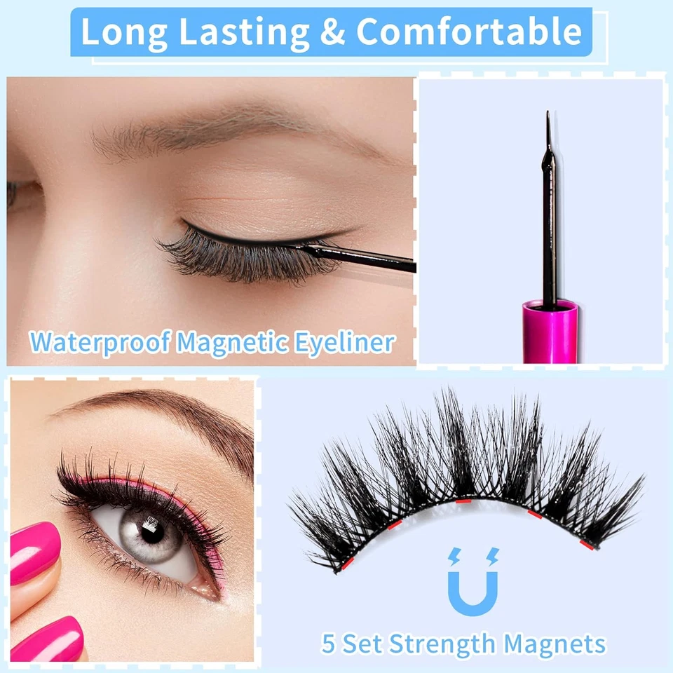 Magnetic Eyelashes Kit, Long Lasting and Reusable Magnetic Lashes Natural Look,  - Image 2 of 4