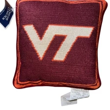 Virginia Tech Hokies Needlepoint NCAA decorative Pillow 12x12 Square.Grandmacore