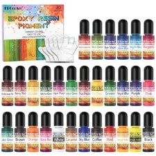 Epoxy Resin Pigment - 30 Colors Transparent UV Resina Dye, Highly Concentrate...
