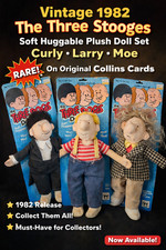 RARE The Three Stooges Plush Doll Set Curly, Larry Moe 1982