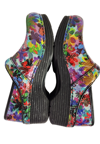 Dansko LT Pro Clog Retro Flower Tooled Leather Multicolor Womens EU 38 US 7.5-8 - Picture 10 of 11