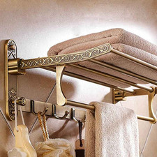 Aluminum Foldable Antique Brass Bath Towel Rack Active Bathroom Towel Holder