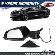 BLACK LEFT DRIVER SIDE MIRROR FOR 2017-2023 TESLA MODEL 3