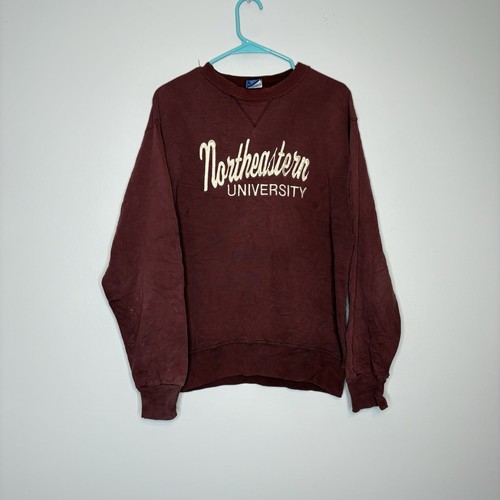 VTG Northeastern University Sweatshirt Mens L Champion Red Boston Collegiate