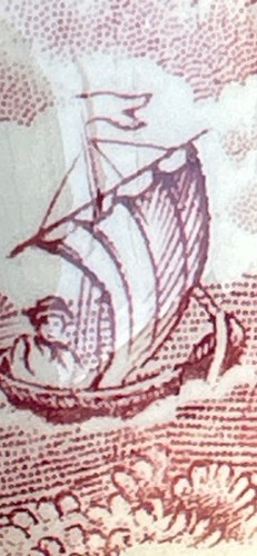 Arabia Finland Demitasse Cup and Saucer Red Cream Sail Boat Cottage Abbey? - Picture 8 of 14