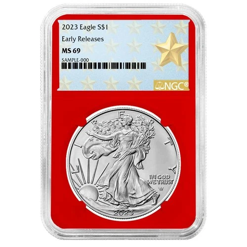 2023 $1 American Silver Eagle NGC MS69 ER West Point Star Label Red Core