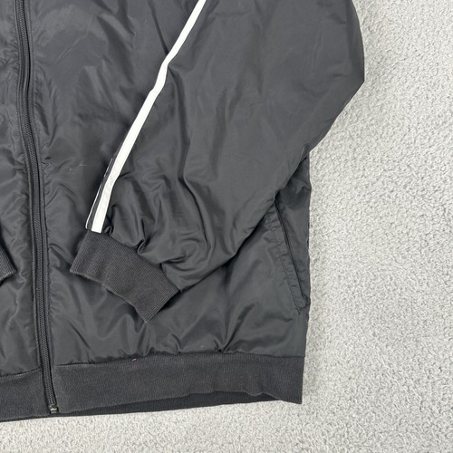 Adidas Reversible Windbreaker Track Jacket Men XL Black Grey Three Stripe Hooded - Picture 14 of 24