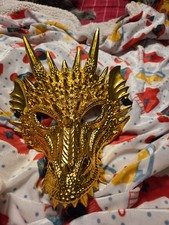 Dragon Mask Dragon Head Mask Halloween Cosplay Mask Costume Gold