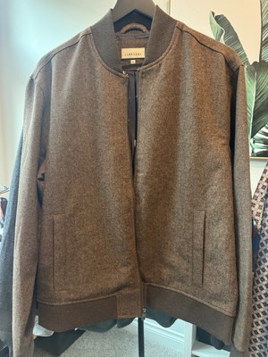 Linksoul Wool Blend Bomber Jacket Brown Herringbone Size Medium NWT
