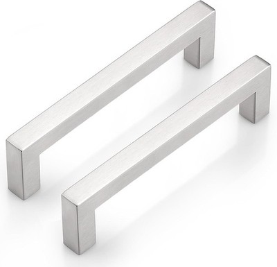 50 Pack 5'' Hole Center Cabinet Handles Satin Nickel Square Bar Pulls 5.5''