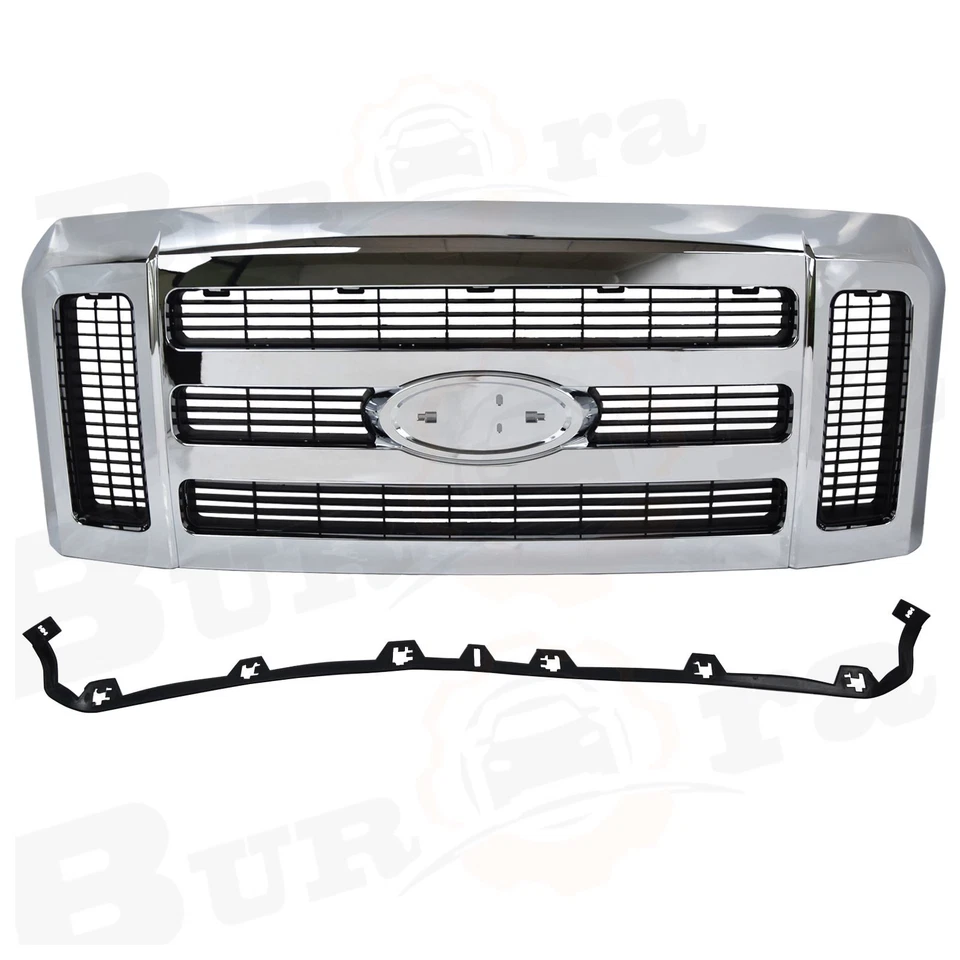 For Ford F-250 F250 F-350 F-450 Super Duty 2008-2010 Chrome Front Bumper Grille - Image 2 of 4