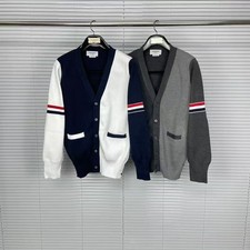 Thom Browne Men//womens Autumn Winter New Knitted Color Matching Cardigan