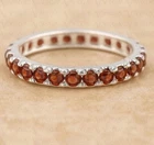 7.10Ct Round Cut Natural Red Garnet Wedding Eternity Band 18K White Gold Plated
