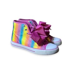 Rainbow Legacee High Bow Sneaker Shoes JoJo Siwa Glitter Girl's Size 4 Lace Up