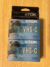 SEALED 2-Pack TDK VHS-C 30 Min Premium High-Grade Blank Camcorder Tapes TC-30HG