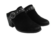 Sofft Adena Leather Suede Clogs Mules Womens 11 M Black Studded Buckle Heels