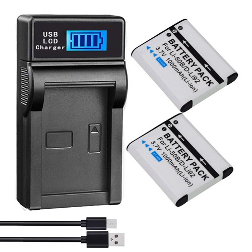 2 Battery +LCD Charger for Olympus Li-50B VR-340 VR-350 VR-370 VG-170 XZ-1 XZ-10 - Picture 3 of 12