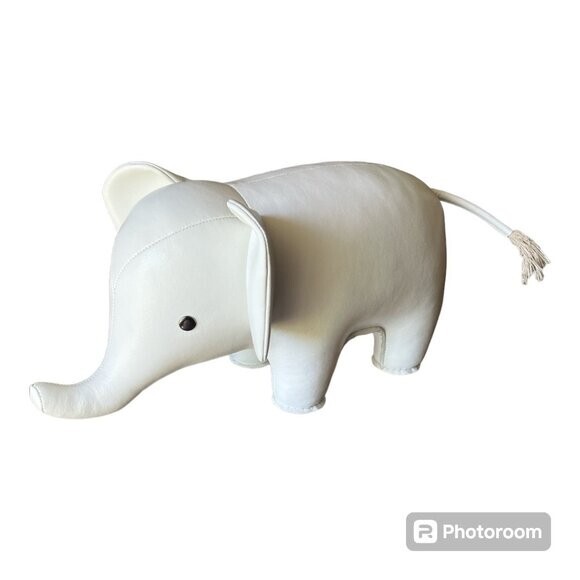 Zuny White Elephant Faux Leather Bookend Collectible | eBay