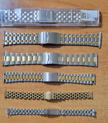 lot of 6 pcs of Assorted Metal Watch Bands Wholesale New Stock 3 Men's, 3 Ladies