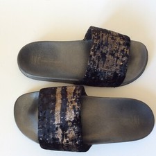 INC Slides/Slippers Black and Gold Women's Size 7/8
