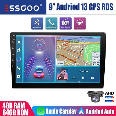 9'' Android 14 Auto Apple CarPlay Autoradio 4+64G Bluetooth GPS Navi RDS Wifi Kam