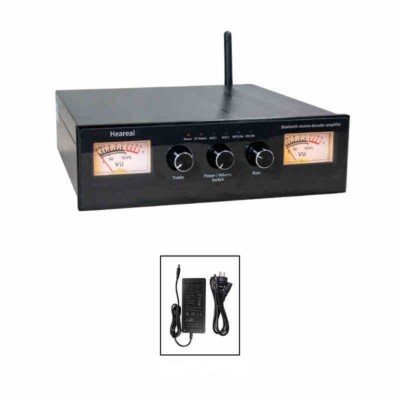 Heareal G4 Bluetooth HiFi Stereo Double VU Meter Audio Amplifier w/Power Adapter