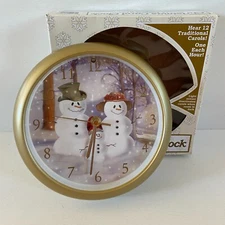 Feldstein Snowman Family Christmas Carol 12 Song Clock Wall Table 8" See Video