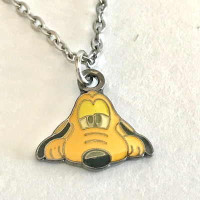 Vintage Disney Pluto Dog Necklace Charm Disneyana Fab 5 Signed Charms 18''
