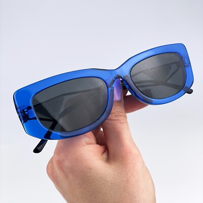 Prada Women Sunglasses Crystal Electric Blue Grey Rectangle  display picture 1