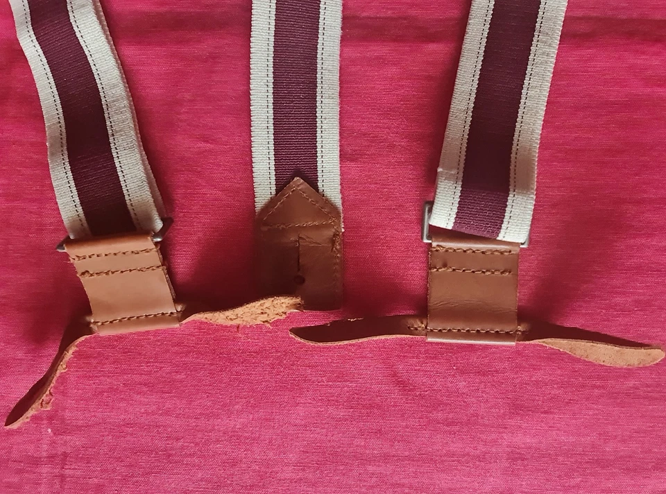 DE COLECCIÓN AUTÉNTICO TELA ELASTANO CUERO NIÑOS NIÑOS TIRANTES Foto 3 de 3