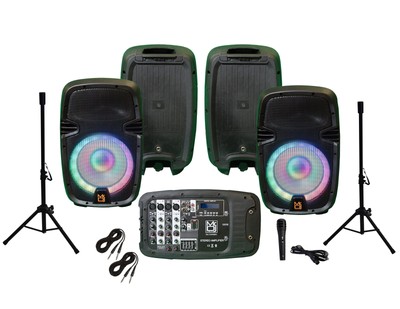 All in One PA/DJ System 2X 10'' 3000W Active Speaker Detachable Mixer & StandS