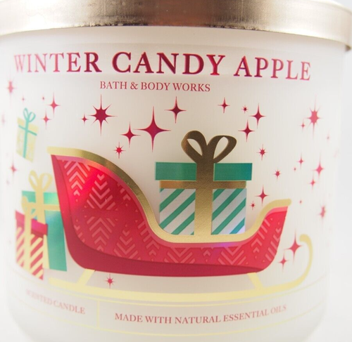 (4) Bath & Body Works Red Sled Present Winter Candy Apple 3-wick Candle 14.5oz - 第 4/12 張圖片