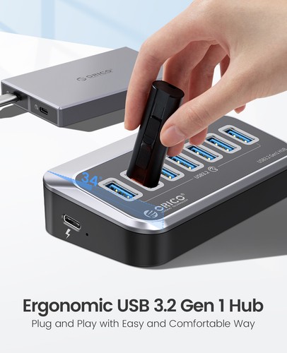 ORICO ORICO 7 Ports USB C Hub 3.2 Gen 2 10Gbps Splitter Adapter For PC Laptop - Picture 5 of 11