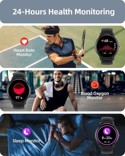 Round Smart Watch for Men Women Call Fitness Heart Monitor for GooglePixel 8 - Picture 14 of 47