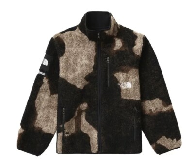 SUPREME THE NORTH FACE DENIM PRINT FLEECE JACKET BROWN FW21 Size Medium DS