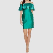 $149 Adrianna Papell Women's Green Off The Shoulder Mini Sheath Dress Size 4