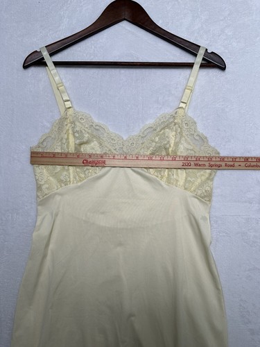 Vintage Maidenform Ivory Satin Full Slip Dress Lace Nightgown Sz 34 Made In USA - Picture 11 of 12
